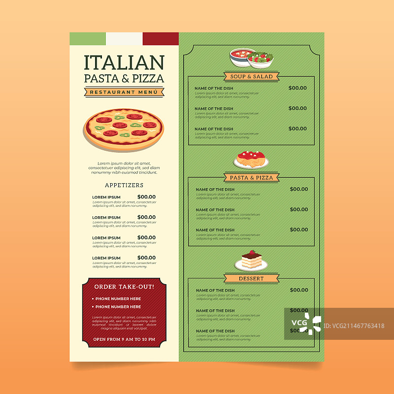 意大利餐厅菜单图片素材