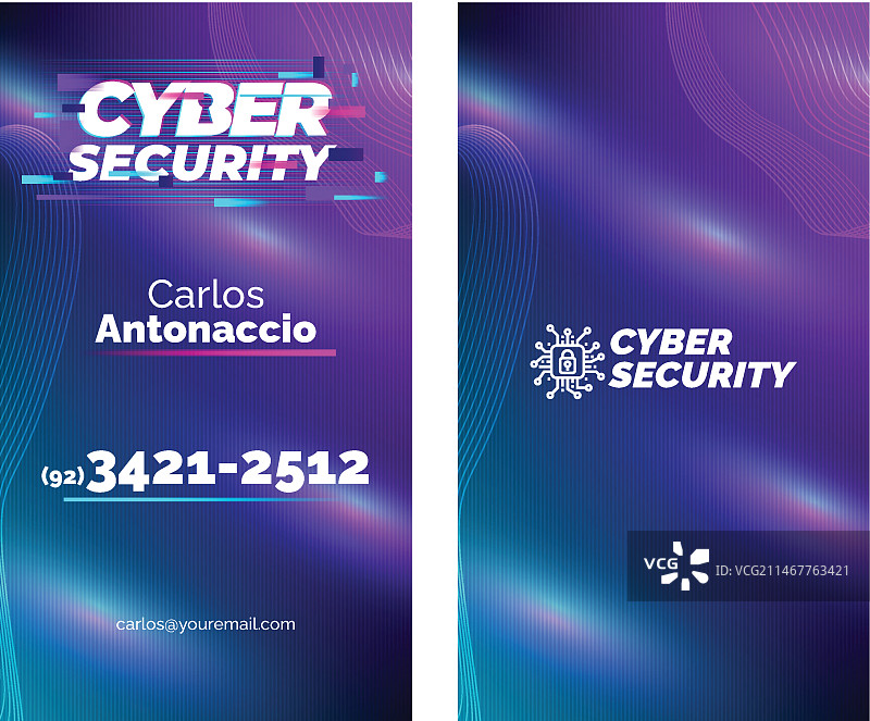 网络安全双面名片图片素材