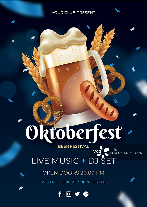 逼真的慕尼黑啤酒节海报模板图片素材