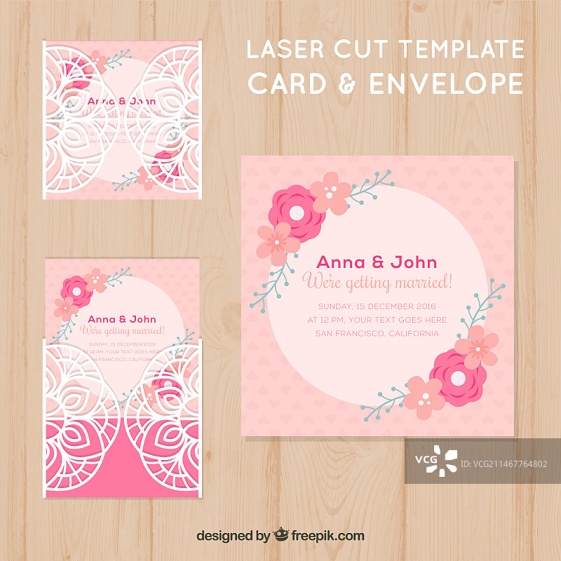 花卉扁平设计激光切割模板图片素材