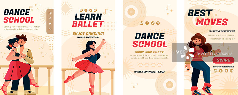 扁平风格舞蹈学校Instagram快拍图片素材