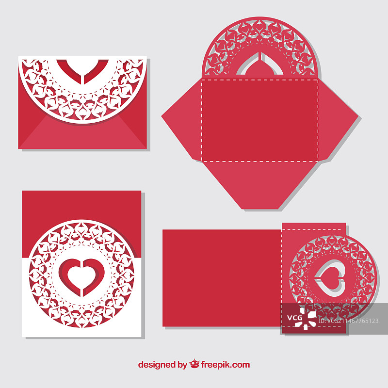 红色激光切割请柬图片素材