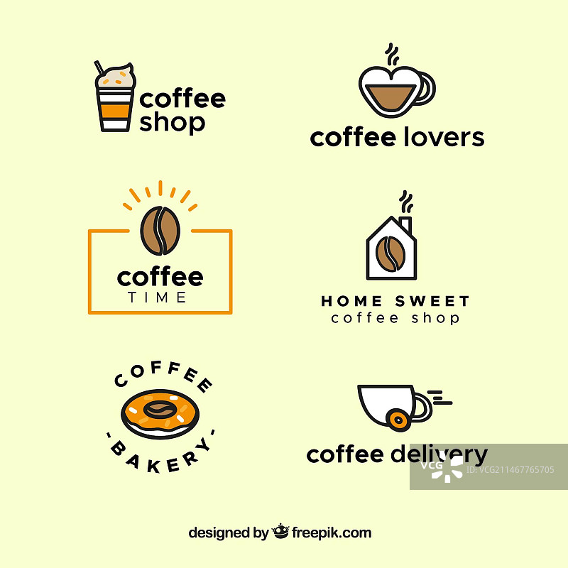 线性风格咖啡Logo合集图片素材