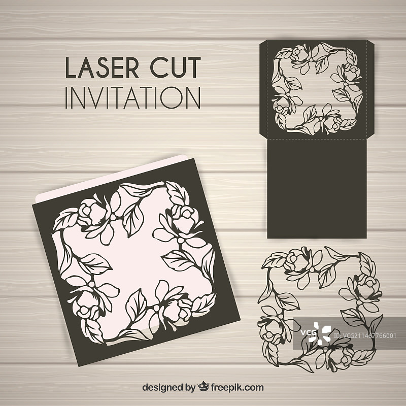 激光切割花卉邀请函图片素材
