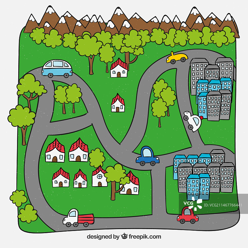 手绘城市地图背景图片素材