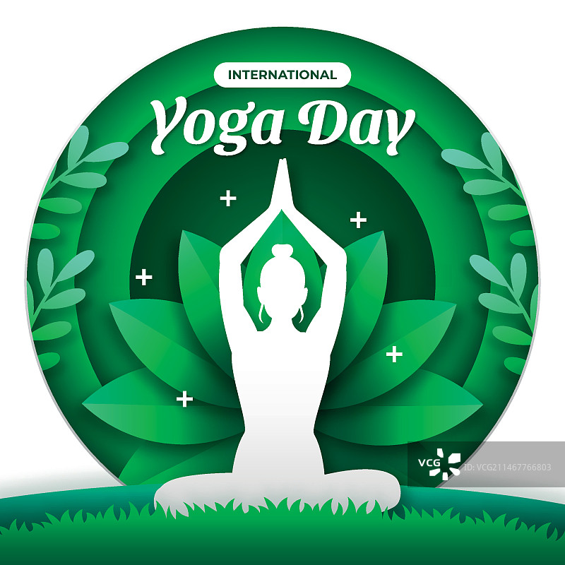 纸艺风格国际瑜伽日背景图片素材