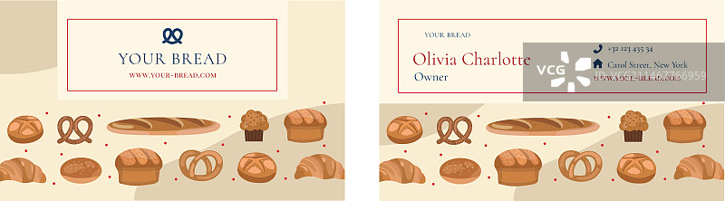 极简面包店横版名片图片素材