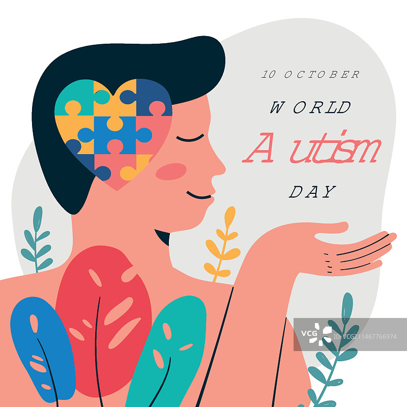 手绘世界自闭症日宣传插画图片素材