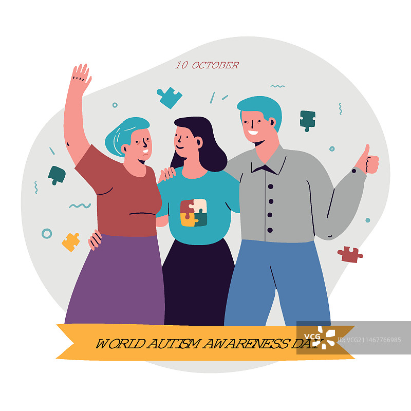 手绘世界自闭症日宣传插画图片素材