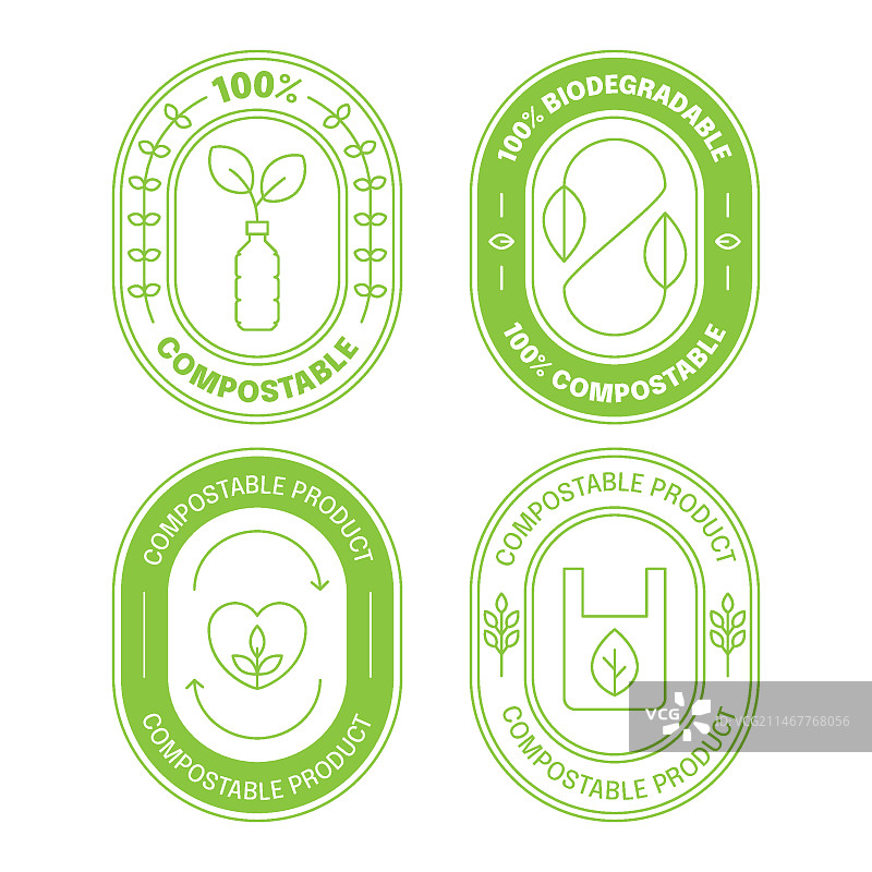 扁平可堆肥标签和图章图片素材