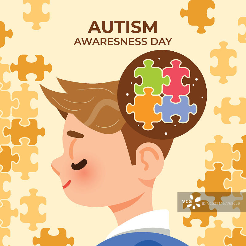 手绘世界自闭症日宣传插画图片素材