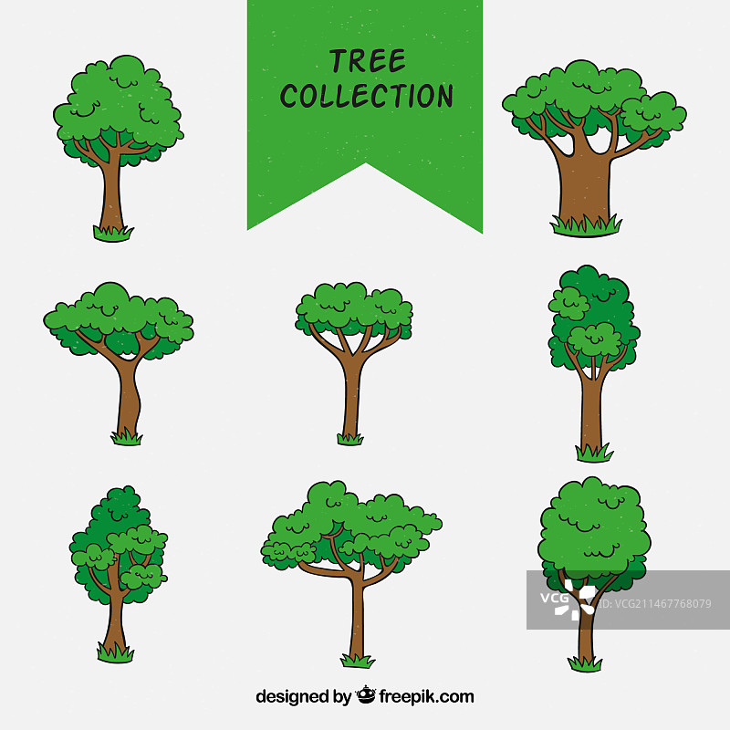 手绘树木素材合集图片素材