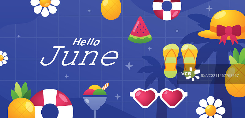 六月你好banner模板图片素材
