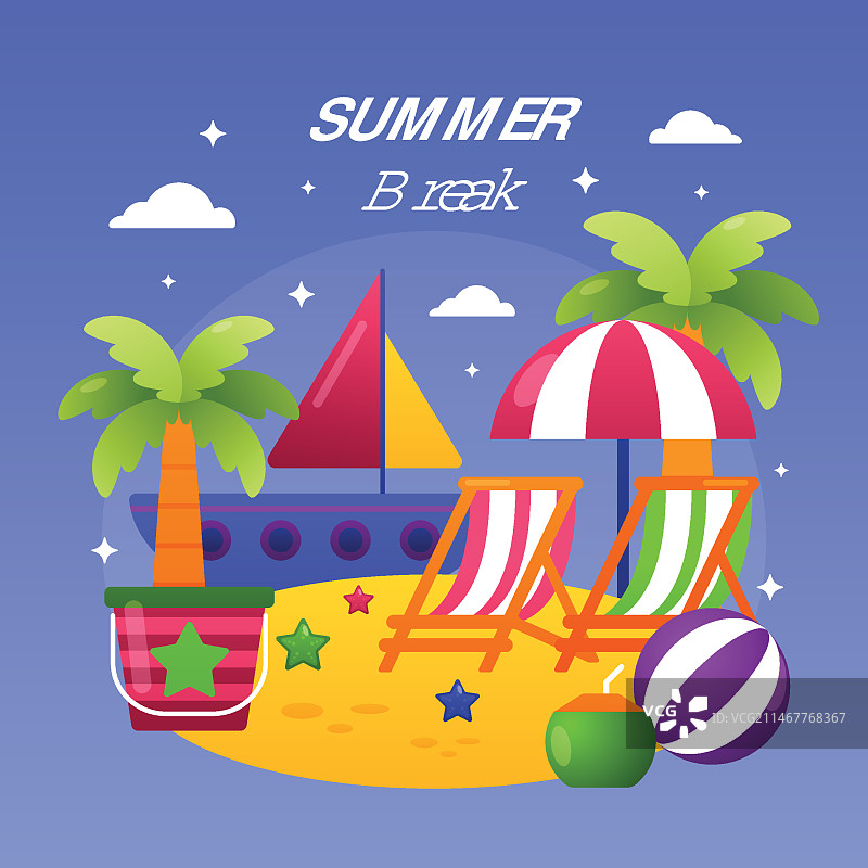 暑假插画图片素材