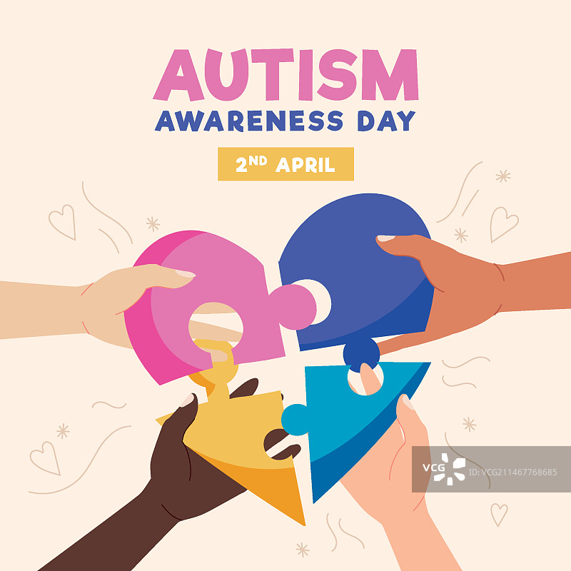 手绘世界自闭症日宣传插画图片素材