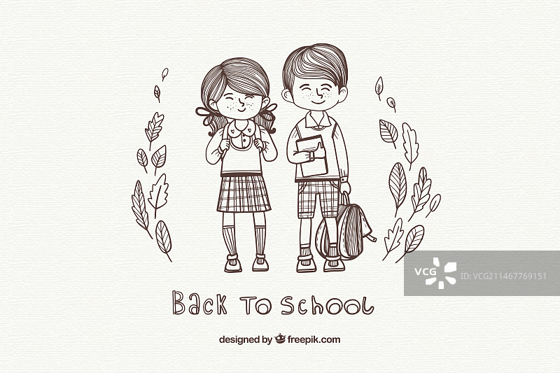 男孩上学背景插画图片素材