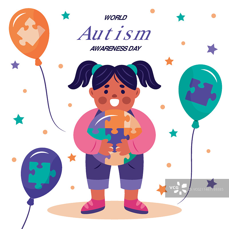 手绘世界自闭症日宣传插画图片素材