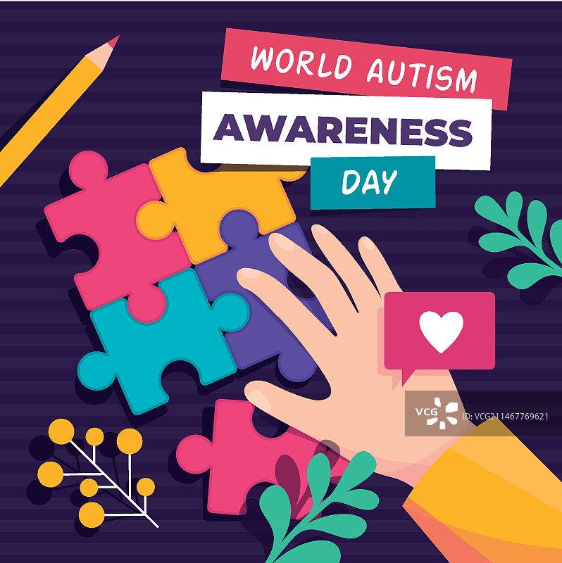 扁平风世界自闭症日宣传插画图片素材