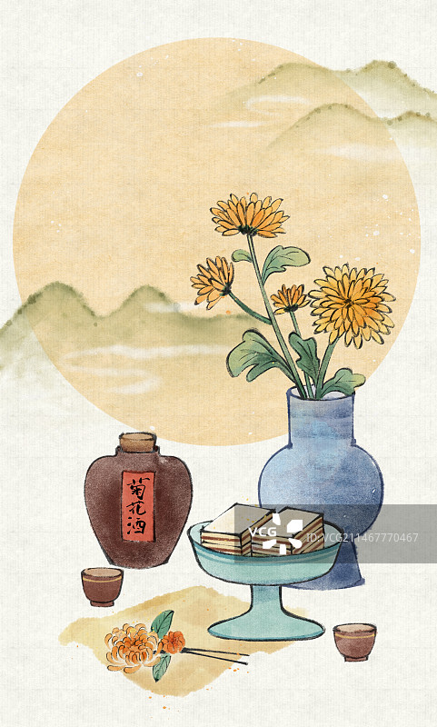 重阳节国风插画图片素材