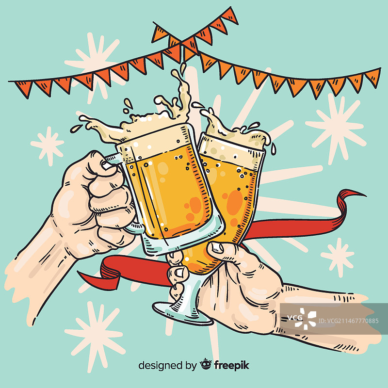 手绘背景慕尼黑啤酒节概念图片素材