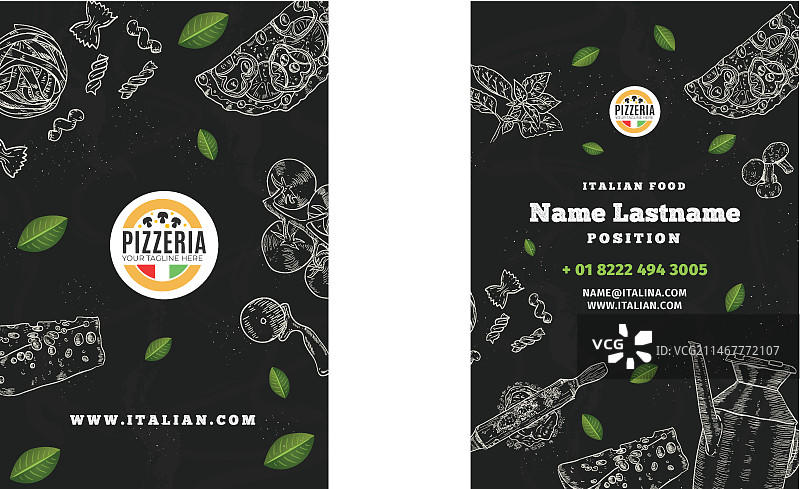 意大利美食双面名片图片素材