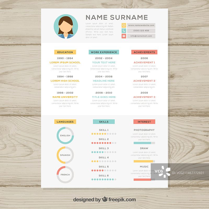 带有图表的简历模板图片素材