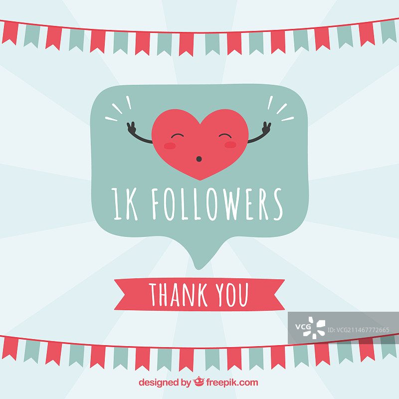 1千粉丝背景，带快乐的红心图片素材
