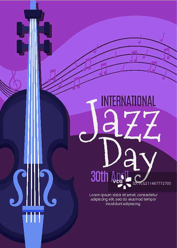 扁平风国际爵士乐日竖版海报模板图片素材