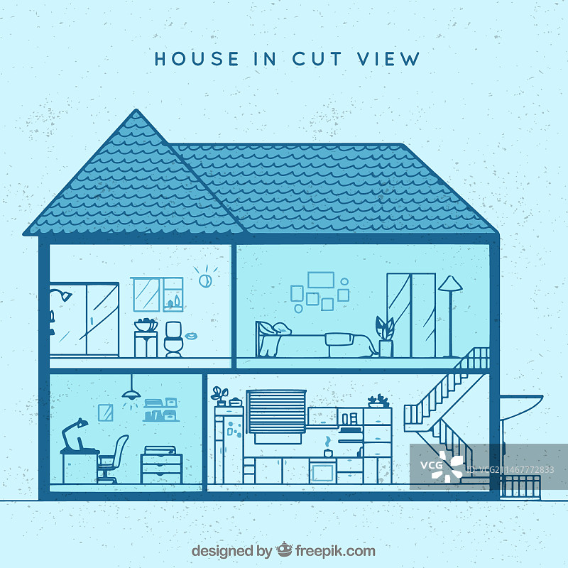 线性风格房屋的内部景观图片素材