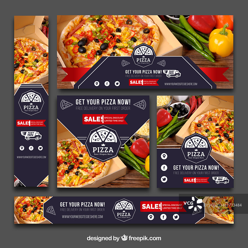 复古披萨banner合集图片素材