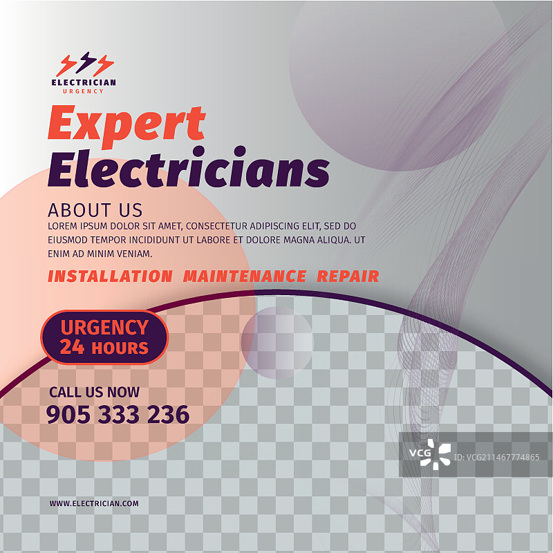 电工方形宣传单模板图片素材