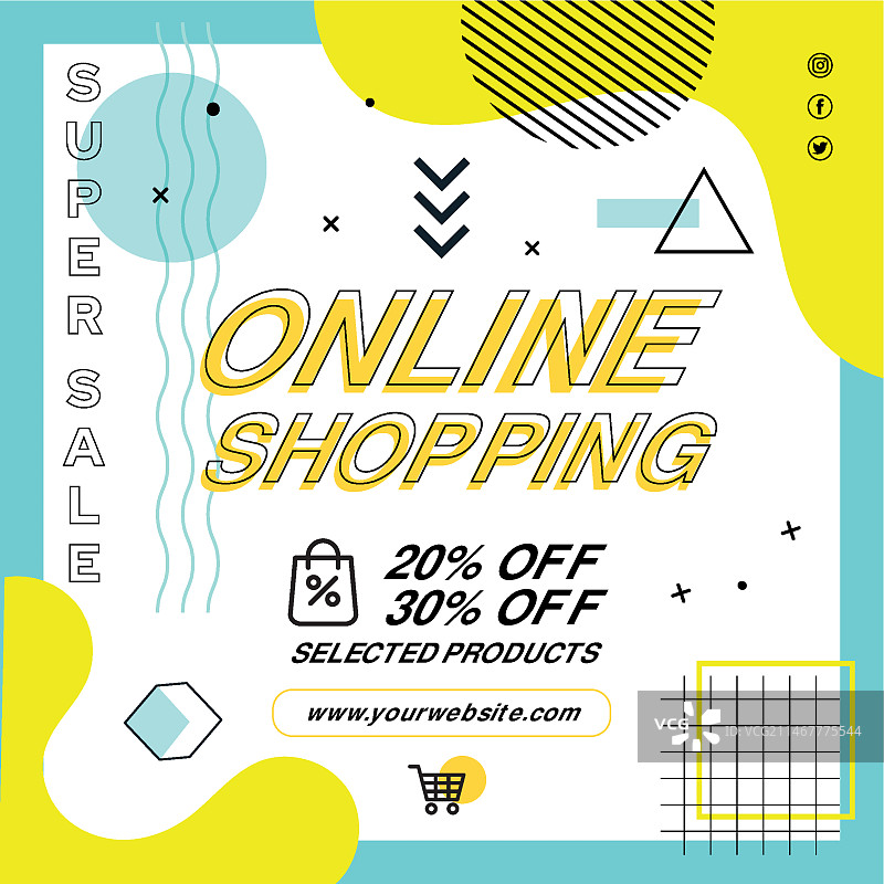 网上购物方形宣传单模板图片素材