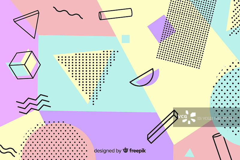 彩色80年代几何背景图片素材