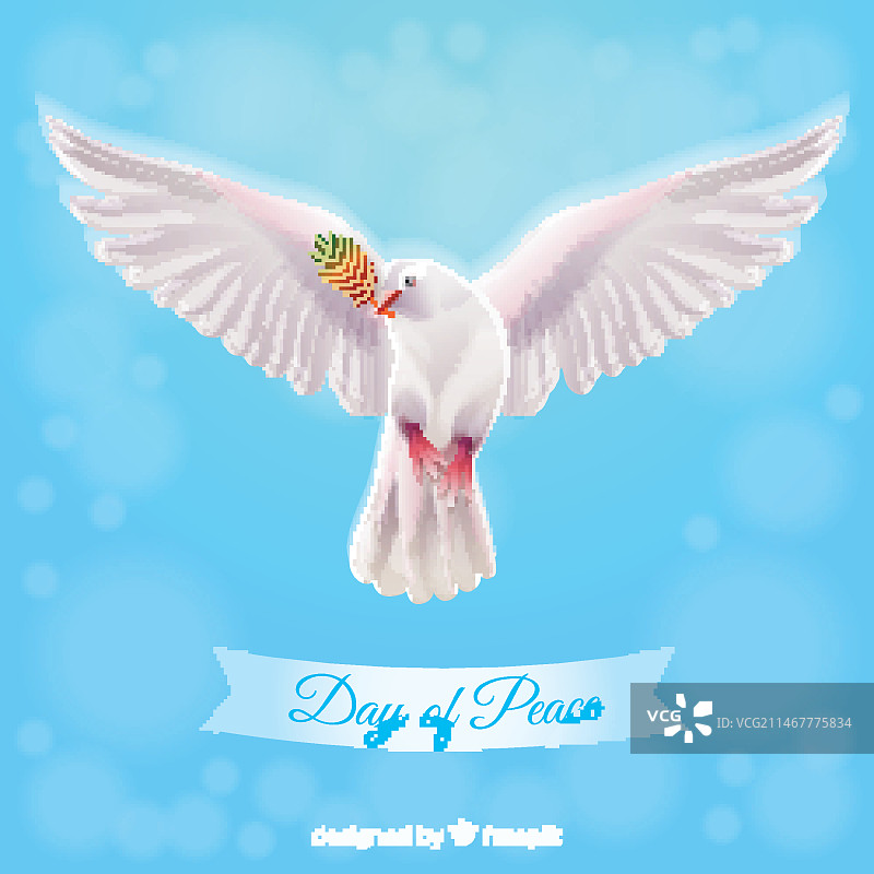 和平日概念与写实鸽子图片素材