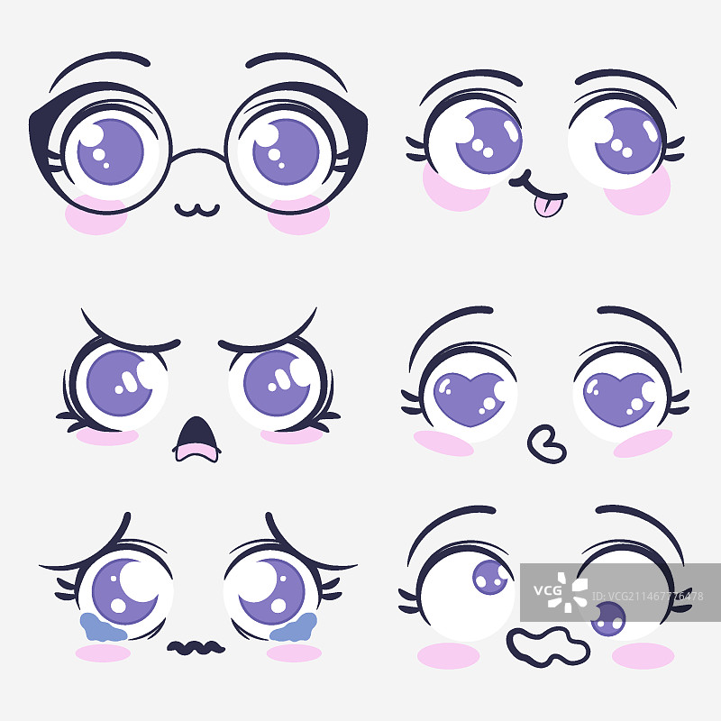手绘扁平设计可爱表情合集图片素材