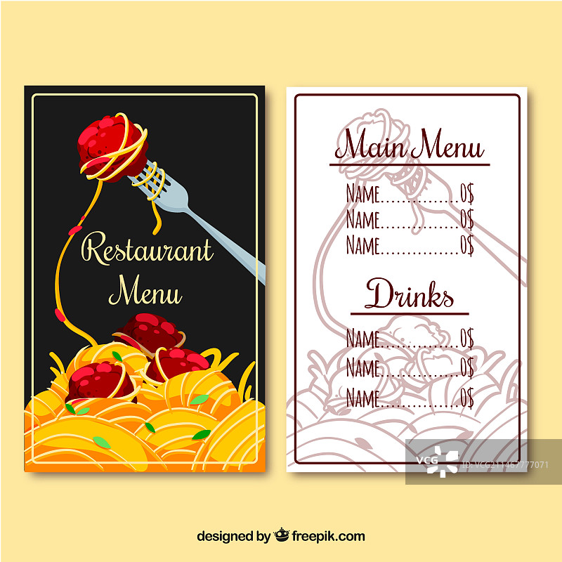 餐厅菜单：意大利面图片素材