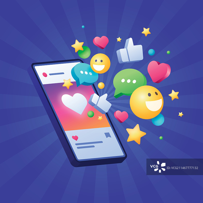 渐变社交媒体日插画图片素材