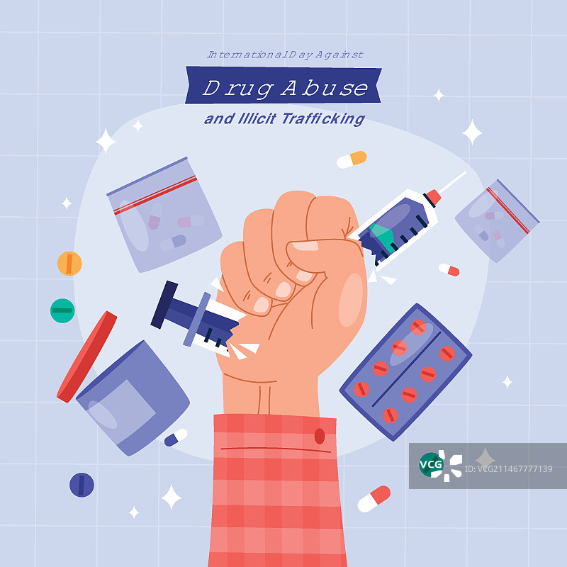 国际禁毒日和禁止非法贩运插图扁平风格图片素材