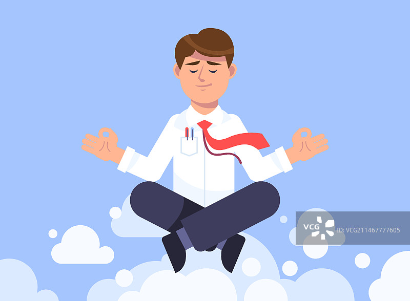 扁平风格商务男人冥想图片素材