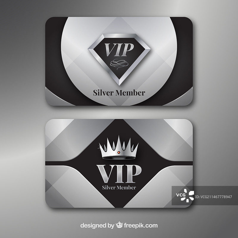 现代风格的银色VIP卡套装图片素材