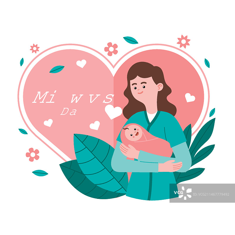 扁平风格的国际助产士日插画图片素材