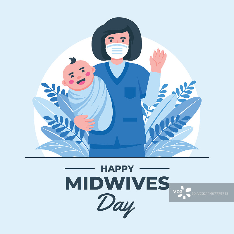 扁平风格的国际助产士日插画图片素材