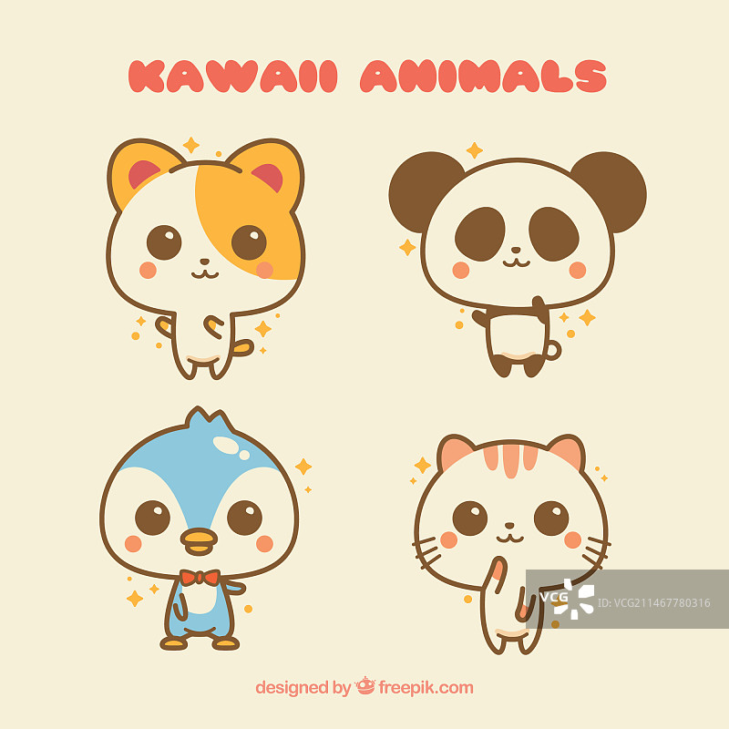 可爱风动物套装图片素材