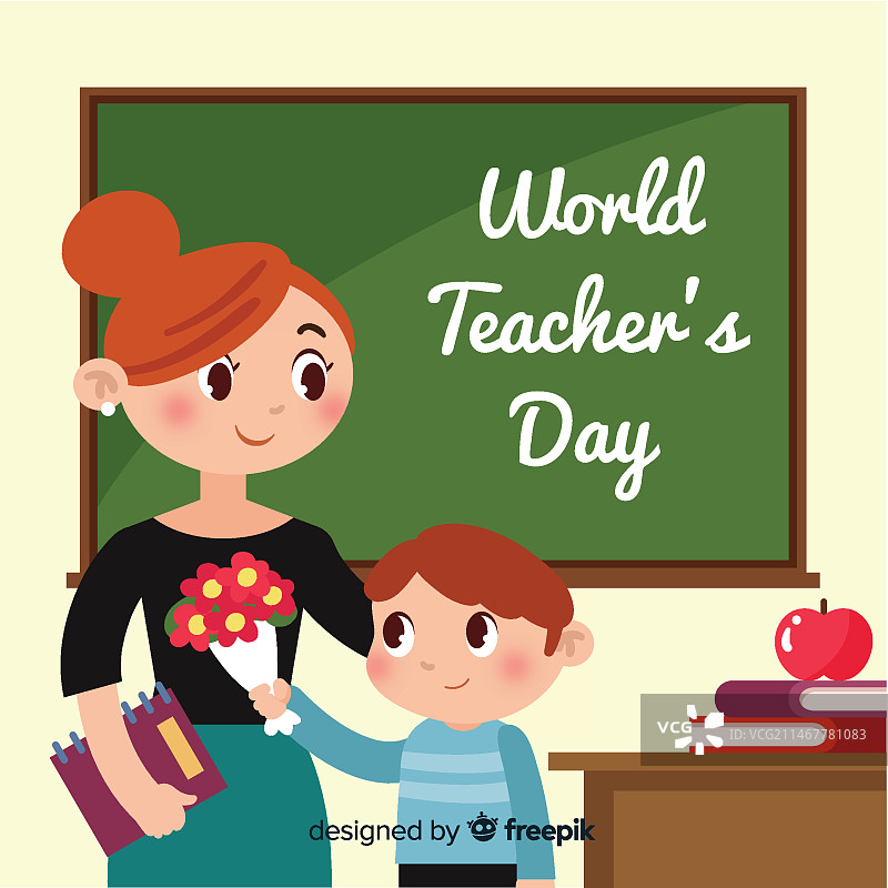 扁平风格的世界教师日图片素材