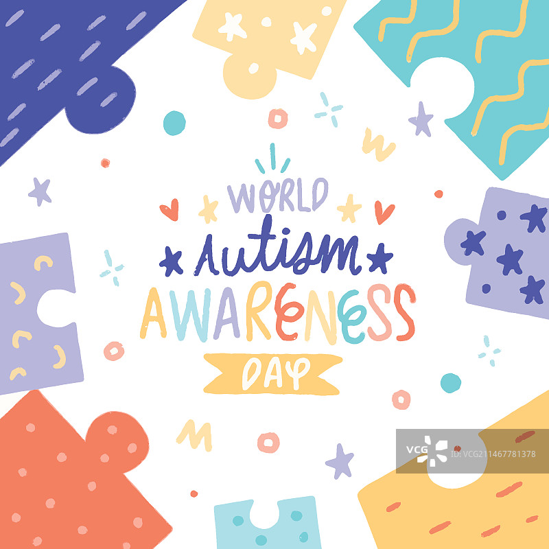 手绘世界自闭症日宣传插画图片素材