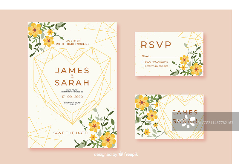 扁平风婚礼文具模板图片素材