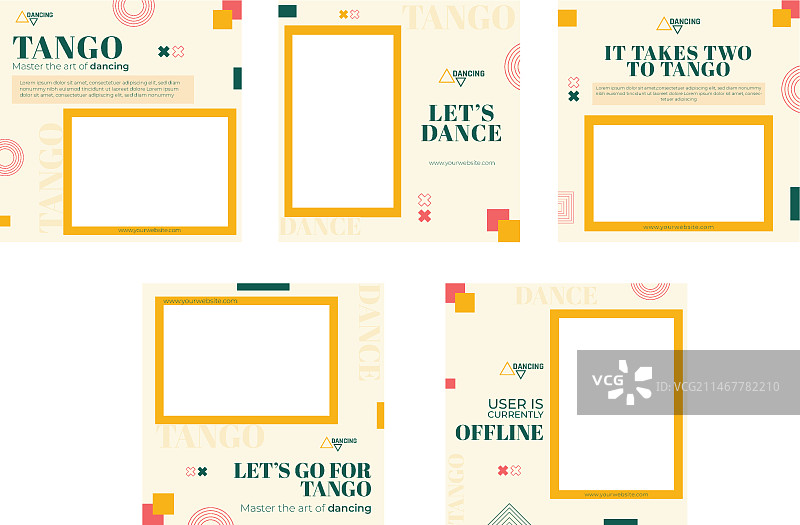 扁平风格舞蹈学校几何Instagram帖子图片素材