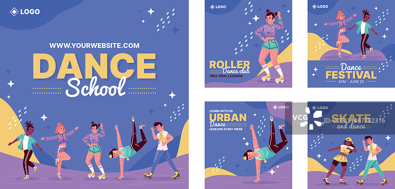 手绘舞蹈学校Instagram帖子图片素材