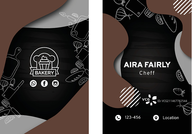 美味面包名片模板图片素材