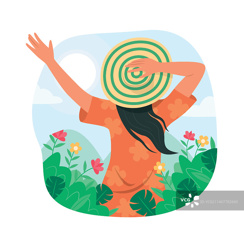 鲜花女人插画图片素材